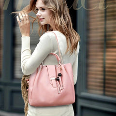 Tassel Decor Casual Bag Sets Solid Detachable Strap Three Pieces Bag Sets