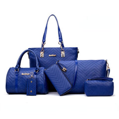 6Pcs Chevron Quilted Tote Bag Set With Boston Bag & Crossbody Bag & Clutch