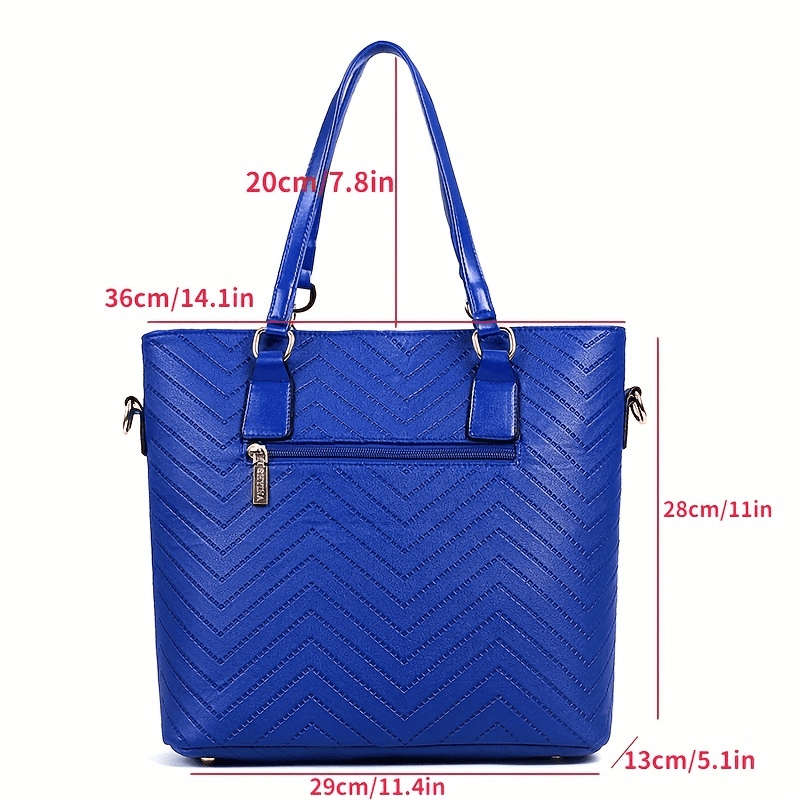 6Pcs Chevron Quilted Tote Bag Set With Boston Bag & Crossbody Bag & Clutch