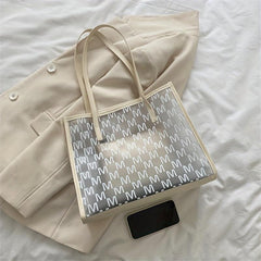 Clear Letter Print Tote Bag with Inner Pouch
