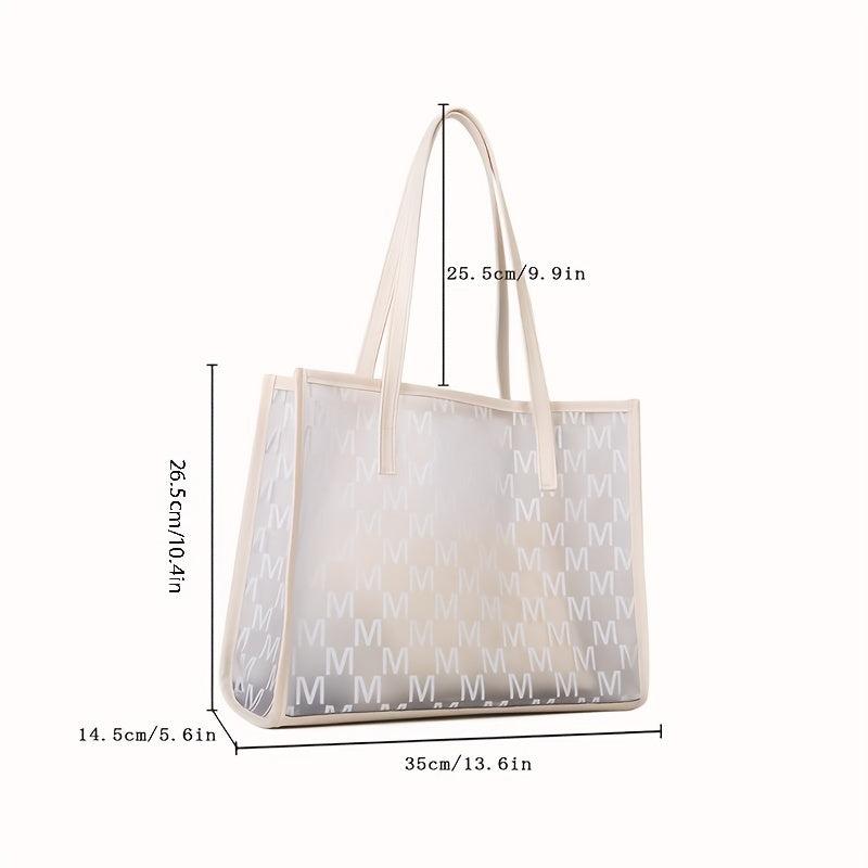 Clear Letter Print Tote Bag with Inner Pouch