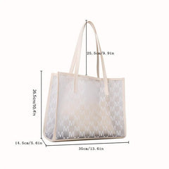 Clear Letter Print Tote Bag with Inner Pouch