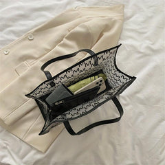 Clear Letter Print Tote Bag with Inner Pouch