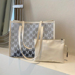 Clear Letter Print Tote Bag with Inner Pouch