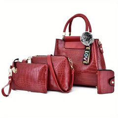 4 Pcs Classic Bag Sets with Crossbody Bag & Clutch Wallet