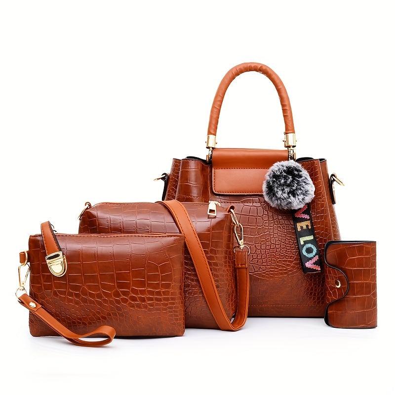 4 Pcs Classic Bag Sets with Crossbody Bag & Clutch Wallet