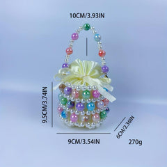 Colorful Beaded Drawstring Bucket Bag & Coin Purse