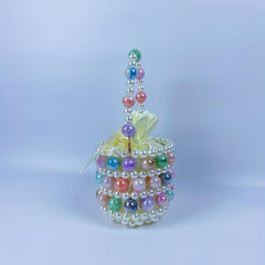 Colorful Beaded Drawstring Bucket Bag & Coin Purse