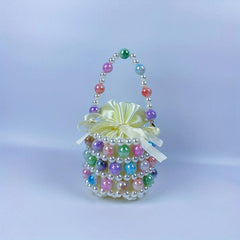 Colorful Beaded Drawstring Bucket Bag & Coin Purse