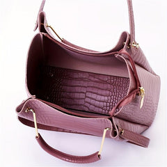 4pcs Crocodile Pattern Tote Clutch Inner Bag Set PU Leather Versatile Commuter