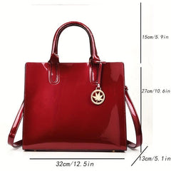 3pcs Patent Leather Bag Sets Women's Crossbody Tote Bag Clutch Purse Wallet