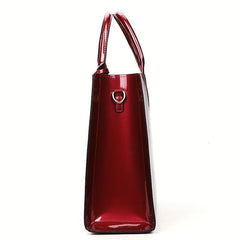 3pcs Patent Leather Bag Sets Women's Crossbody Tote Bag Clutch Purse Wallet