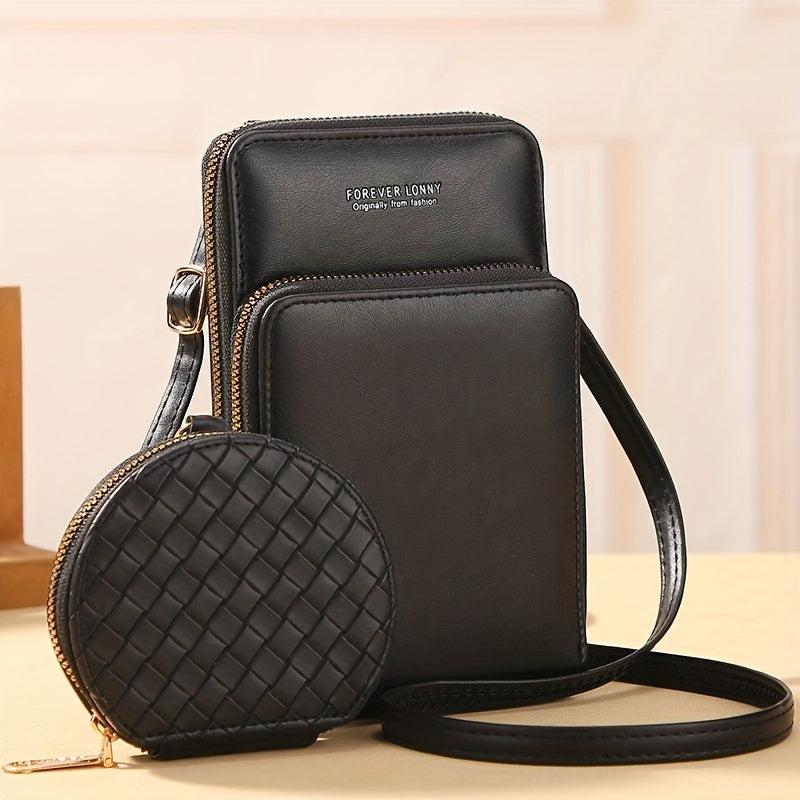 Women's Zipper Shoulder Bag with Coin Purse