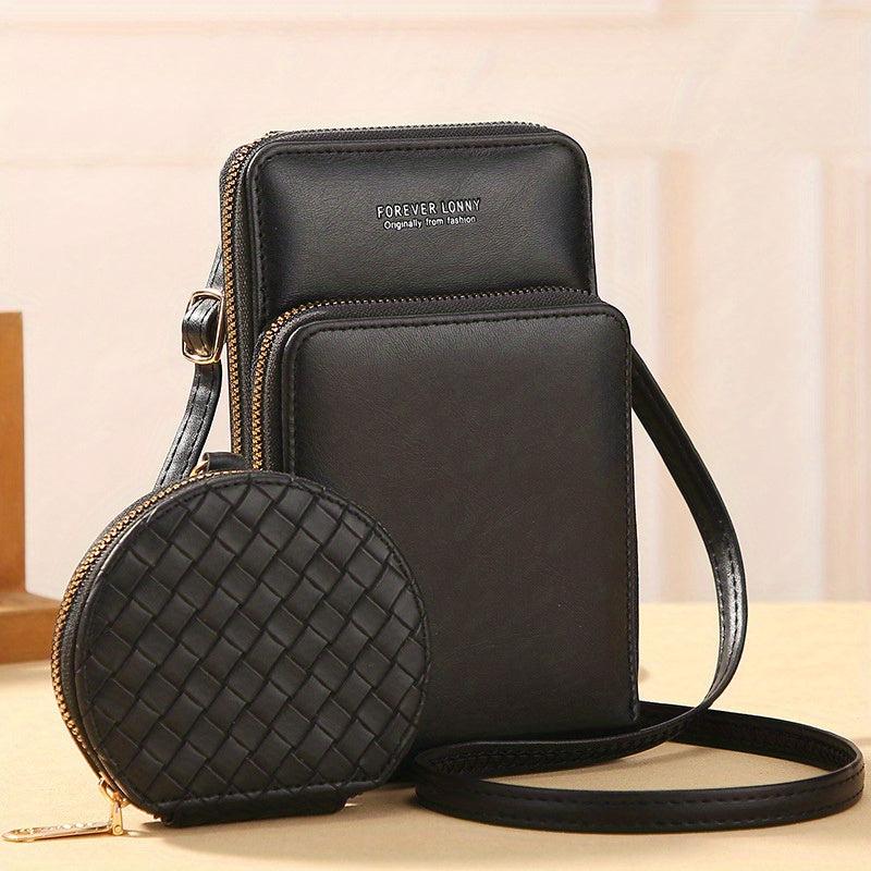 Women's Zipper Shoulder Bag with Coin Purse