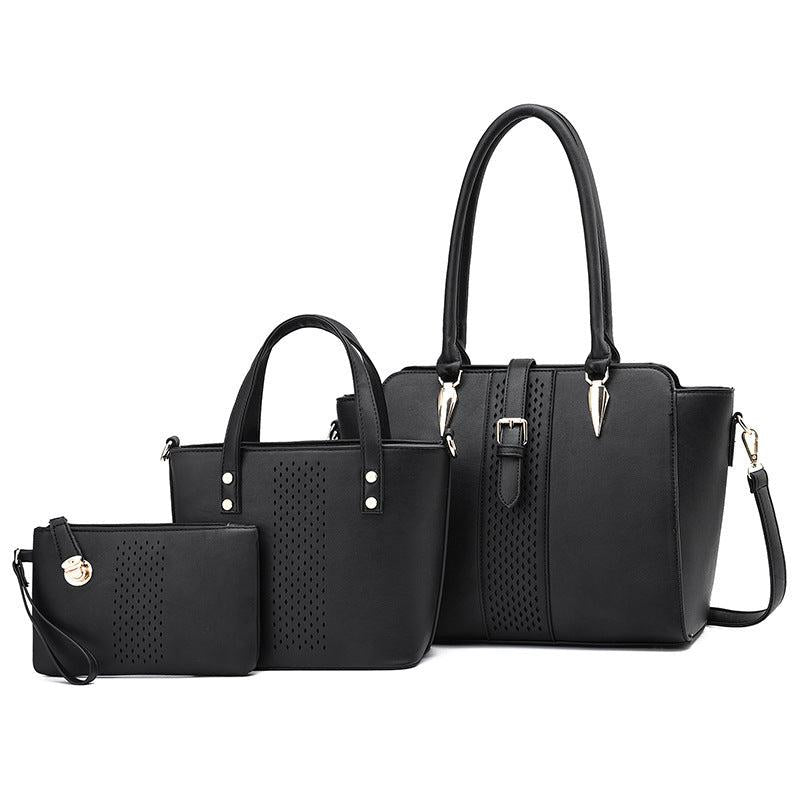 3 Pcs Solid Bag Sets Tote Satchel Clutch For Work
