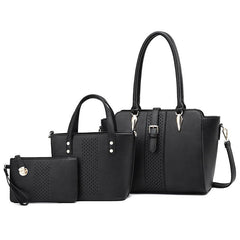 3 Pcs Solid Bag Sets Tote Satchel Clutch For Work