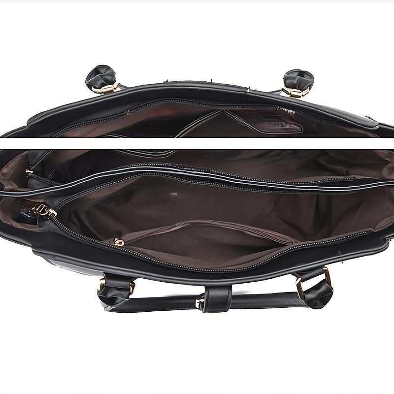 3 Pcs Solid Bag Sets Tote Satchel Clutch For Work