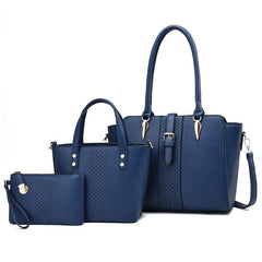 3 Pcs Solid Bag Sets Tote Satchel Clutch For Work