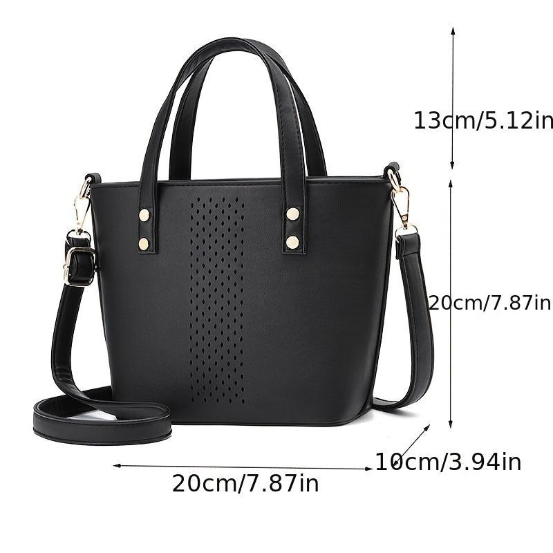 3 Pcs Solid Bag Sets Tote Satchel Clutch For Work