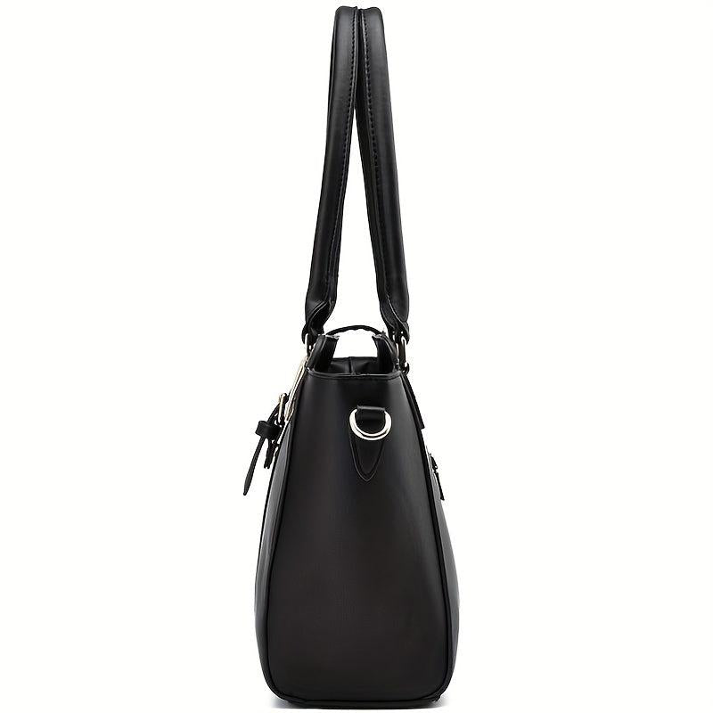 3 Pcs Solid Bag Sets Tote Satchel Clutch For Work