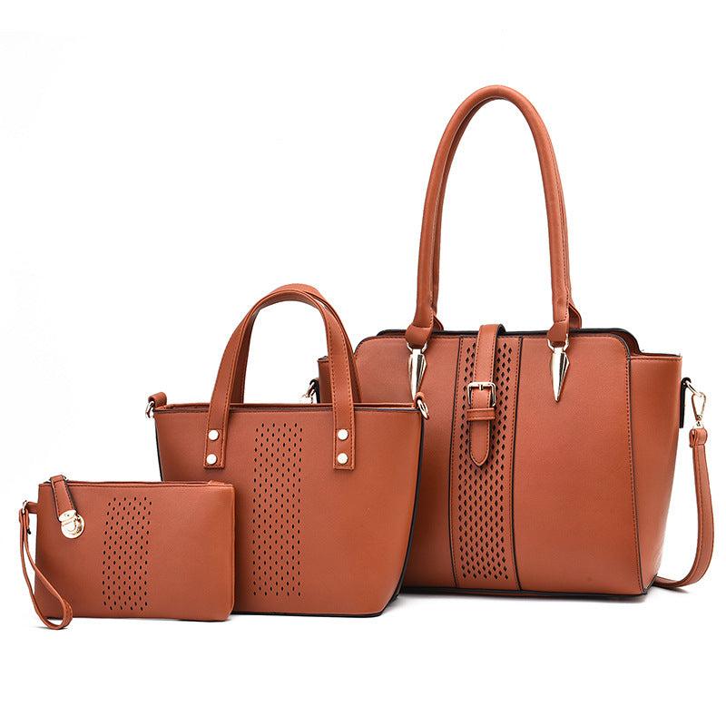 3 Pcs Solid Bag Sets Tote Satchel Clutch For Work