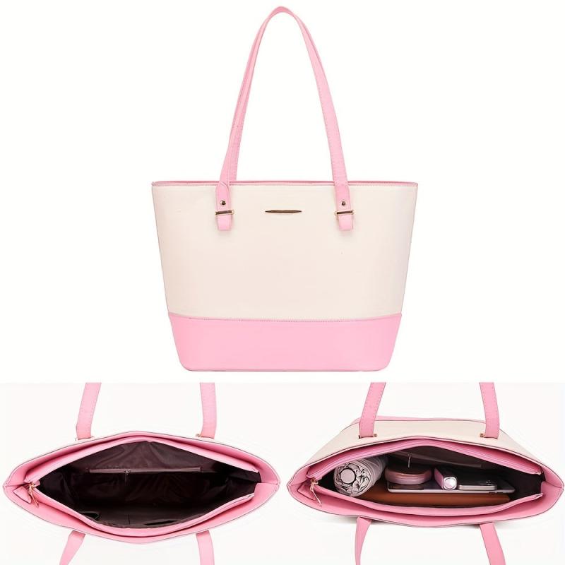 3PCS Large Capacity Tote Bag Block Shoulder Bag Women's