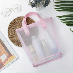 Transparent Mesh Makeup Storage Bag for Travel Toiletries