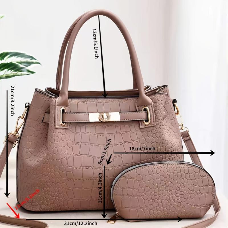 Double Handle Handbag Set Crossbody Bag With Coin Purse