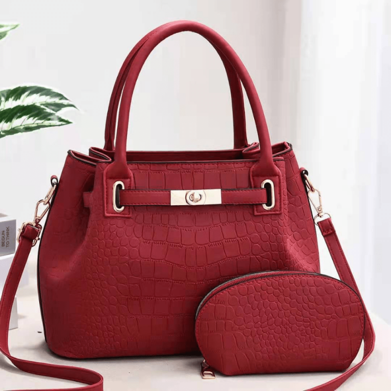 Double Handle Handbag Set Crossbody Bag With Coin Purse