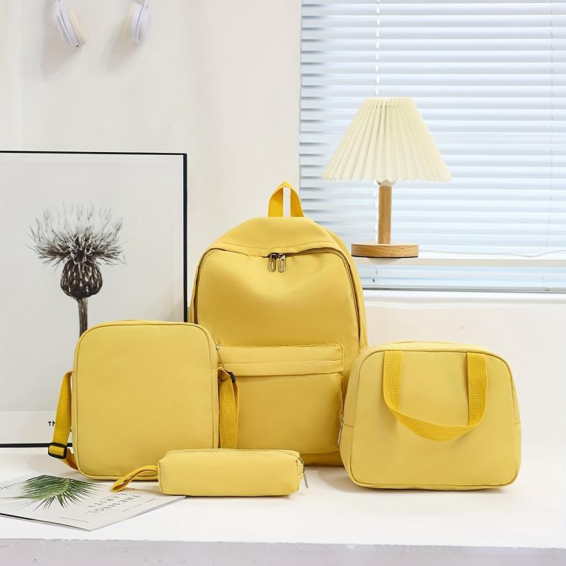 4pcs Large Capacity Backpack Tote Bag Pencil Case Set Lightweight School Travel