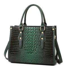 3PCS Crocodile Pattern Tote Purse Set Faux Leather Handbag and Wallet