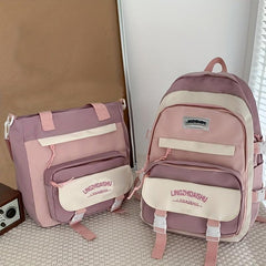2pcs Large Capacity Backpack Tote Set Lightweight Durable School Travel Bag