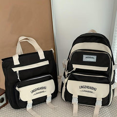 2pcs Large Capacity Backpack Tote Set Lightweight Durable School Travel Bag