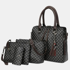 Vintage Tote Bag Crossbody Bag Set PU Leather Shoulder Bag