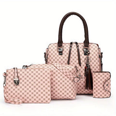 Vintage Tote Bag Crossbody Bag Set PU Leather Shoulder Bag