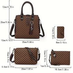 Vintage Tote Bag Crossbody Bag Set PU Leather Shoulder Bag