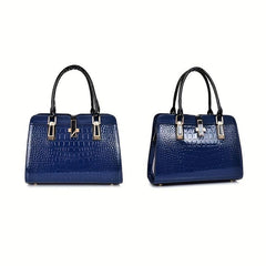 Crocodile Pattern Handbag Tote Bag with Wallet Set