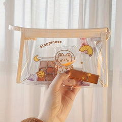 PVC Transparent Pencil Case Pen Bag Waterproof Cosmetic Bag Cartoon Storage