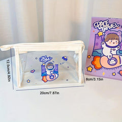 PVC Transparent Pencil Case Pen Bag Waterproof Cosmetic Bag Cartoon Storage