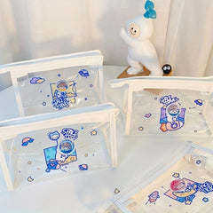 PVC Transparent Pencil Case Pen Bag Waterproof Cosmetic Bag Cartoon Storage