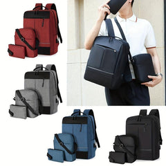 3PCS Laptop Computer Backpack USB Charging Travel Bag Daypack Business School