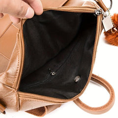 Casual Large Capacity PU Leather Backpack Travel Bag