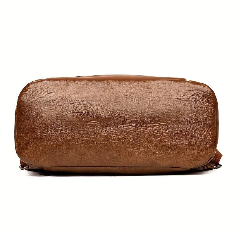 Casual Large Capacity PU Leather Backpack Travel Bag