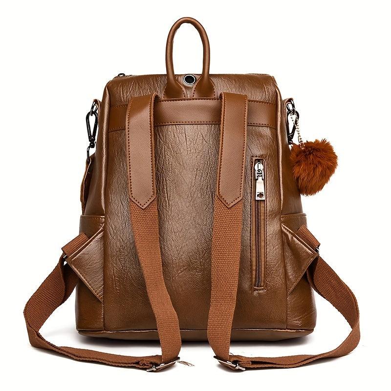 Casual Large Capacity PU Leather Backpack Travel Bag