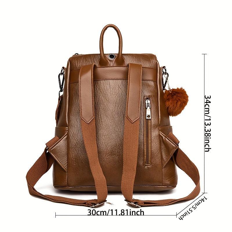 Casual Large Capacity PU Leather Backpack Travel Bag