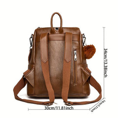 Casual Large Capacity PU Leather Backpack Travel Bag
