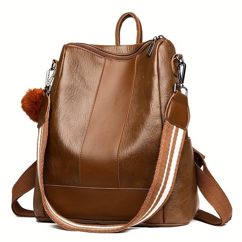 Casual Large Capacity PU Leather Backpack Travel Bag