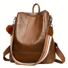 Casual Large Capacity PU Leather Backpack Travel Bag