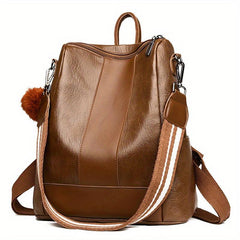 Casual Large Capacity PU Leather Backpack Travel Bag