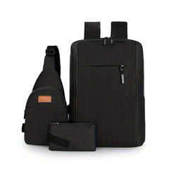 3PCS Large Capacity Preppy Laptop Backpack
